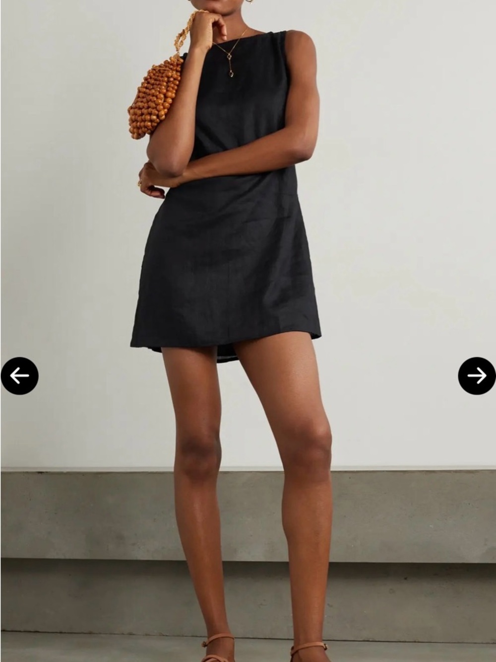 Faithfull the brand net sustain lui linen dress black size 8, large